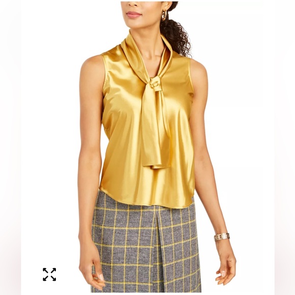 Gold bow front blouse- xsmall - Picture 2 of 4